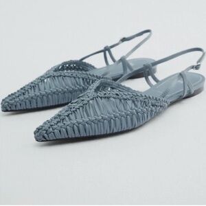 Zara blue braided flats